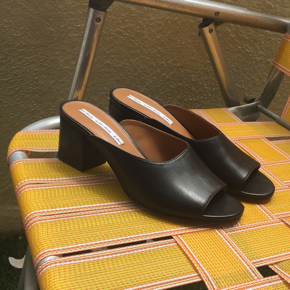 & other stores open toe black mules